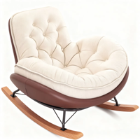 Fauteuil inclinable à bascule minimaliste moderne avec revêtement en tissu technique et pieds courbes pour salon, balcon, mobilier de maison, relaxation