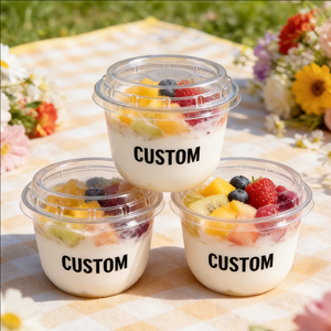 Personalised Clear PP Plastic <b>Ice</b> Cream Dessert <b>Cups</b> Lids Rounded Bottom 90mm 5oz 8oz Disposable Takeaway Containers Dessert - Product Image 5