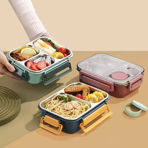 304 Stainless Steel Kids Bento <b>Box</b> Portable Handle Microwavable School <b>Lunch</b> Heatable Preserving Lids Compartments Shape - Product Image 2