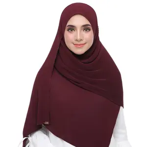 Jordan RTS — foulard hijab en mousseline de soie, 24 couleurs, perles plissées, couleur unie