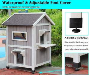 בית חתול חיצוני בית לחתולים בר עץ מחוץ לבית מחסה לחתולים חיצוני לבית חתול חיצוני - Product Image 5