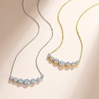 Collar Gargantilla de Moissanita con Sello S925, Plata de Ley 925, Chapado en Oro de 18k, Joyería de Lujo para Regalo de Boda