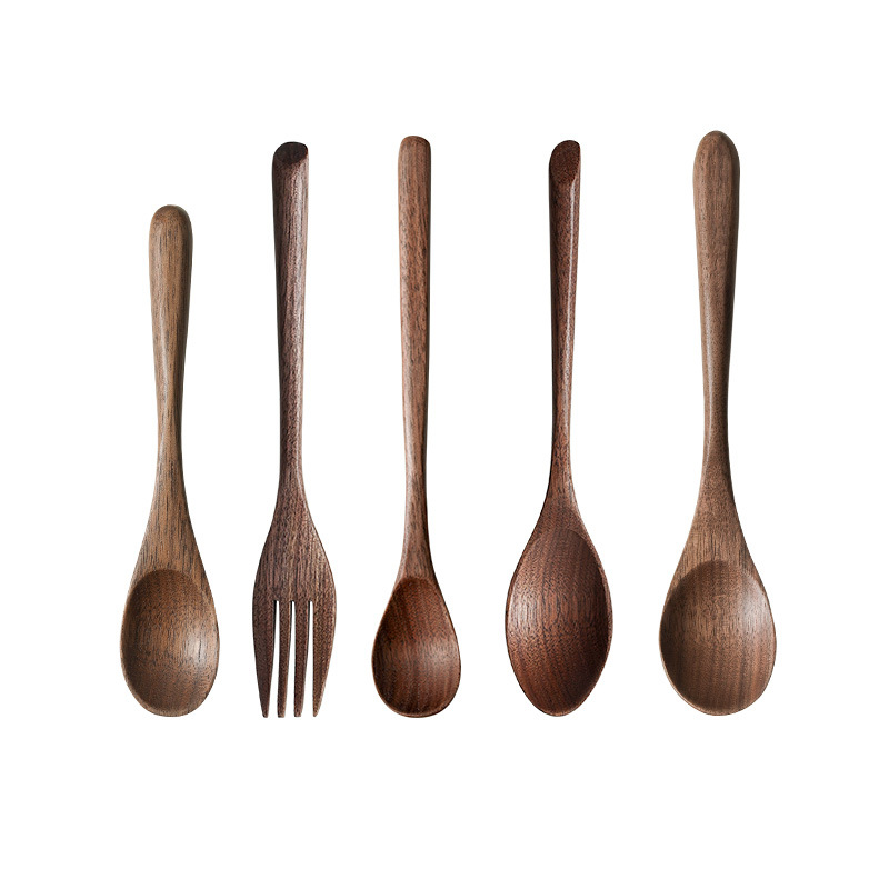 Harmony Wholesale Suppliers Modern Design Handmade Natural Black Walnut Ice Cream Customized Soup Spoons Wood