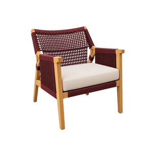 La silla Alula presenta una hermosa combinación de madera de teca y cuerda resistente, combinando perfectamente la elegancia natural con la comodidad. - Product Image 1