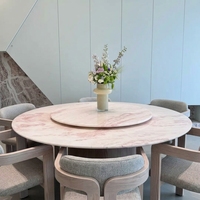 Dalle de marbre naturel rose et blanc, finition mate, plateau de table en pierre de luxe, décoration intérieure, dalle de marbre naturel sur mesure