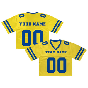 Camiseta corta de malla estilo boxy para mujer, uniforme de animadora, camiseta de fútbol americano para práctica, con hombros descubiertos, estilo baby tee, con nombre de equipo - Product Image 3