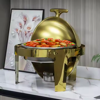 Chauffe-Plats Professionnel pour Buffets d'Hôtel, Bain-Marie Rond à Clapet en Acier Inoxydable pour Événements et Réceptions