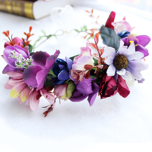 Corona de flores para boda, corona de flores púrpura, 1960E - Product Image 3