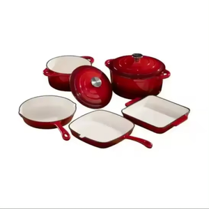 Tùy chỉnh tối giản 5-Piece men gang <span class=keywords><strong>Cookware</strong></span> <span class=keywords><strong>Set</strong></span> với chậu Chảo hầm nồi bít tết rang pan-lò an toàn máy rửa chén an toàn - Product Image 2