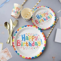 Platos Desechables Modernos Personalizados al por Mayor, Biodegradables y Ecológicos de 7 y 9 Pulgadas para Fiestas de Cumpleaños y Revelación de Género