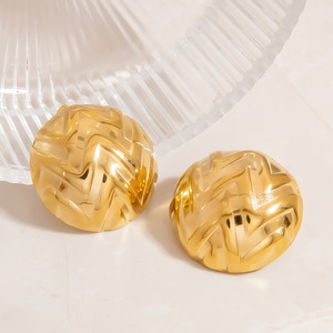 Stud Earrings Geometric <b>Round</b> 18k Gold Plated Stainless Steel Ear <b>Posts</b> Fashion Jewelry - Product Image 2