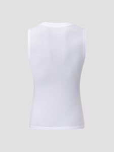 Débardeur sans manches en tissu mesh respirant, léger et à séchage rapide, col rond blanc pour femme, avec logo personnalisé, pour la remise en forme, la salle de sport, les sports de plein air - Product Image 3