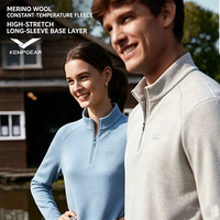 Nouvelle Arrivée : Haut en Polaire Demi-Zip en Laine Mérinos pour Femme, Thermorégulateur, Très Extensible, Manches Longues, Couche de Base pour Activités de Plein Air