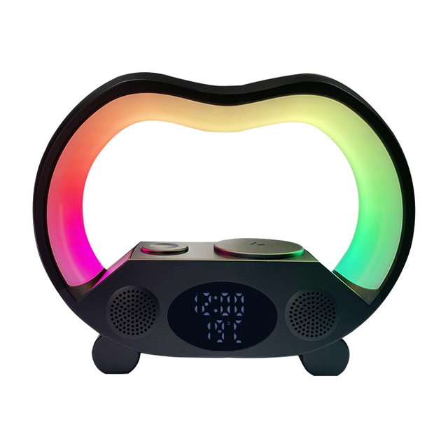 Fast Charging Dimmable Bedside Alarm Clock LED Clock Wireless Charger Speaker Smart Home Bedroom Night Light Wireless Station