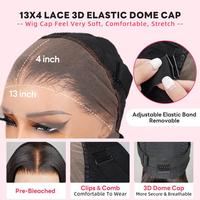 Megalook 13x4 Lace Frontal 30 pouces avec mèches # Perruque en cheveux humains 1BP30 Body/Deep/Loose Wave, nœuds invisibles, ligne de cheveux naturelle