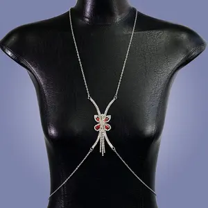 Sexy shiny Body Chain Jewelry Crystal silver Belly Chains Rhinestone Butterfly Waist Chain