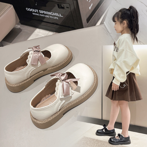 รองเท้าเจ้าหญิงสำหรับเด็กผู้หญิง รุ่นสปริงใหม่ ประดับโบว์ลูกไม้ พื้นนุ่ม เหมาะสำหรับการแสดง - Product Image 4