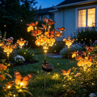 Lampu Bunga LED Tenaga Surya untuk Luar Ruangan, Bentuk Kupu-kupu, Marigold, Lavender, Hyacinth, Azalea, Snow Lotus, untuk Pesta, Taman, Jalan, Gerbang Keamanan