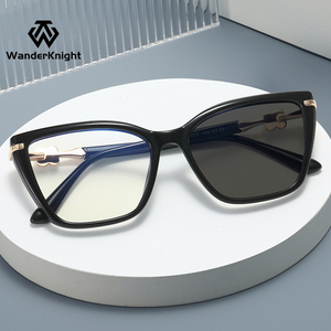 Occhiali da Vista Donna Cat-Eye con Montatura Completa in TR90 Fotocromatici Anti-Luce Blu di Alta Qualità con Fantasia Floreale Leggera - Product Image 2