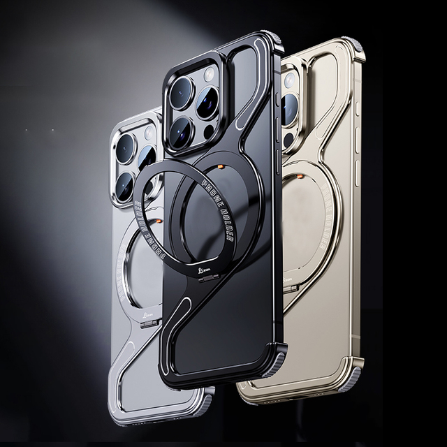 Fancy Z Shape Metal Aluminium Alloy Phone Case for iPhone 16 15 Pro Max 14 13 Magnetic Holder Bumper Protection Cover