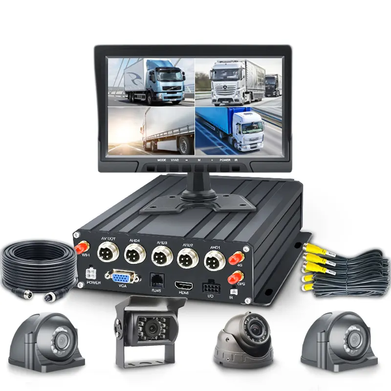 Camion Bus 4 canali H.264 HDD DVR 3G 4G GPS WIFI 10.1 pollici auto Monitor telecamera MDVR Set auto monitor camion sistema Dvr mdvr