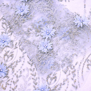 Di fascia alta Blingbling 3D ricamato tessuto 3D fiore lustrino Glitter tessuto Tulle per abito da festa - Product Image 3