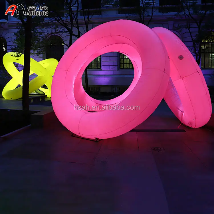 사용자 정의 핑크 대화 형 게임 LED Led 빛 풍선 링 토스 훌라후프