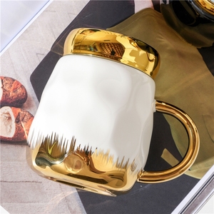 Custom Company Wedding Gift Gold Milk <b>Cup</b> <b>Ceramic</b> Reusable Coffee <b>Cup</b> Thermo Mug <b>Ceramic</b> Coffee Mug With Mirror Lid - Product Image 6