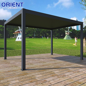 <span class=keywords><strong>Pergola</strong></span> en aluminium à <span class=keywords><strong>lames</strong></span> <span class=keywords><strong>orientables</strong></span>, résistante aux fortes charges de neige, avec stores enrouleurs et porte vitrée relevable pour activités extérieures - Product Image 1
