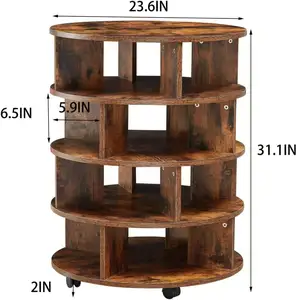 Étagère à chaussures rotative en bois à 4 niveaux organisateur de stockage armoire à chaussures <span class=keywords><strong>sur</strong></span> roues étagère à chaussures rotative - Product Image 1