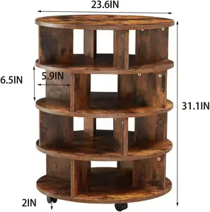 Zapatero giratorio de madera de 4 niveles, organizador de almacenamiento, armario de zapatos con ruedas, Zapatero giratorio