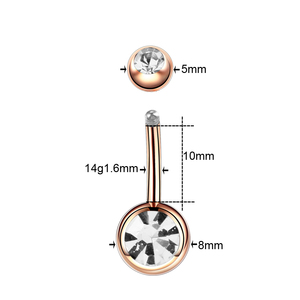 Bán sỉ phụ nữ bụng nhẫn thép không gỉ Đôi Đá Quý rốn Nhẫn tùy chỉnh nút bụng Nhẫn piercing đồ trang sức - Product Image 2