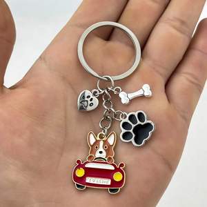 New Cartoon Puppy Metal Keychain Cute Pet Dog Pendant Creative <b>Bag</b> Decoration Pendant Corgi Metal Dog Keychain - Product Image 2