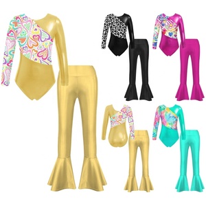 Maillot de Baile de Salón para Niñas de 6 a 14 Años con Pantalones Acampanados, para Gimnasia, Entrenamiento, Danza Contemporánea, Danza Estándar y Competencia - Product Image 1