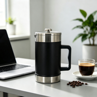 Mug isotherme à piston français en acier inoxydable 304 de grande capacité 1,6 L, écologique, avec logo personnalisé, maintien au chaud 6-12 heures