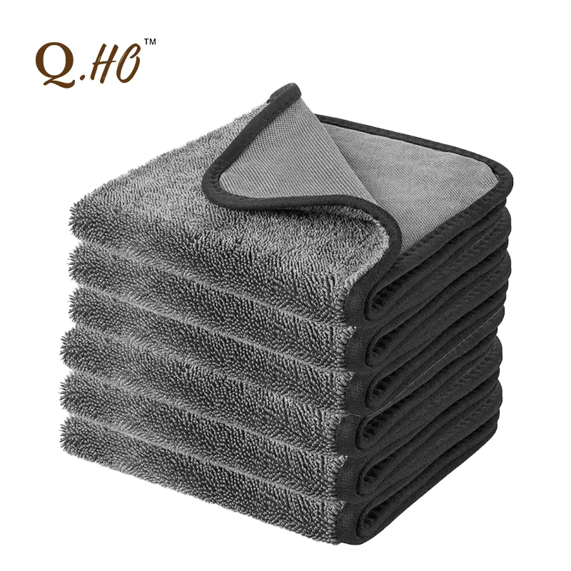 Wholesale microfiber 1200 1400 gsm wash car care microfibre detailing micro fiber cloths cleaning twisted loop drying Towels