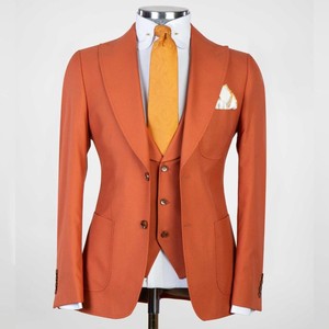<strong>Orange</strong> Two Pieces <strong>Mens</strong> <strong>Suits</strong> Peaked Lapel Male Tuxedos for Wedding Blazers Double Breasted Groom Wear Slim Fit Prom Jackets - Product Image 4