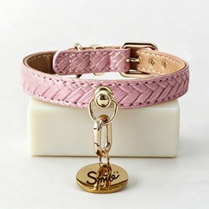 Luxury Woven Leather Dog & Cat <b>Collar</b> Adjustable Soft Neck Strap with High-quality Hardware Modern Simple Fashionable <b>Pet</b> <b>Collar</b> - Product Image 4