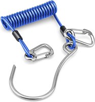 Crochet de plongée en acier inoxydable avec cordon à ressort en TPU et double mousquetons – Attache de sécurité marine pour la plongée en dérive et en grotte