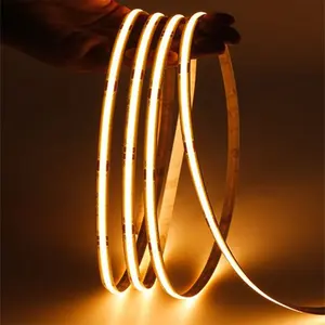 COB Led Strip Cahaya High Density FOB LED Strip Lampu DC12V 24V 10W 320/480/768Leds/M Tahan Air COB LED Strip Lampu