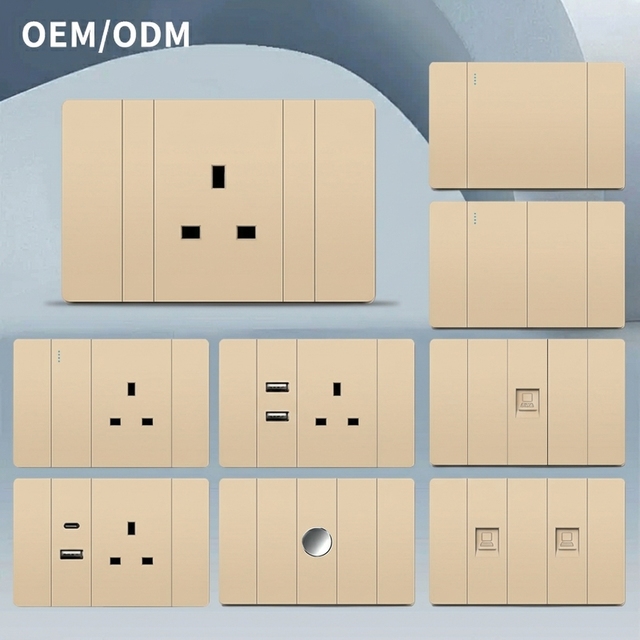 UK Standard Socket 118 Type British Wall Three-hole Switch Dual Control Outlet 13A Three-hole British Standard Switch
