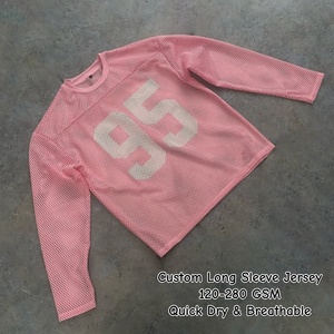 Op maat gemaakte, sublimatiebedrukte, snel drogende streetwear voetbal- en hockeytenues met lange mouwen van premium mesh jersey. - Product Image 2