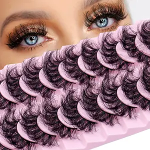 10 Pairs Strip Eyelashes Russian Eyelash Extensions Deep Curl Fake Exquisite Package Faux Mink Strip False Lashes Eelashes