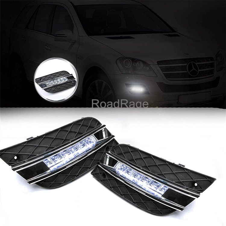 Pair LED DRL Fog Lamps For Mercedes W164 ML350 2009-2011 – Cold White, Front