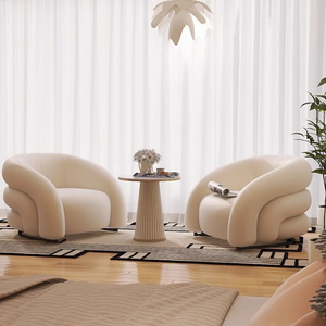 Sillón Individual Estilo Crema para Sala de Estar, Silla de Reuniones, Silla de Negociación Informal de Lujo Ligero, Sofá de Tela - Product Image 3