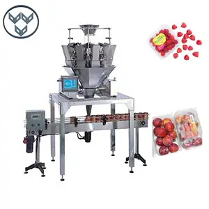 Full Automatic 125g 500g Raspberry Tomato Fruits Packing Container Plastic Punnet Box Filling Packing Machine