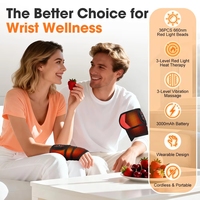Ceinture de massage sans fil à LED 660 nm pour thérapie par chaleur et vibrations, pour le cou, les poignets, les chevilles, les coudes et masseur de mains