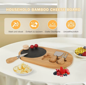 Tabla de Quesos de Pizarra Negra en Oferta con Juego de Cubiertos de Acero Inoxidable, Tabla de Charcutería para Regalo - Product Image 3