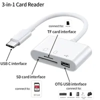 Adaptateur Lecteur de Cartes Externe 3-en-1 USB Type-C SD TF OTG pour Samsung, Téléphones et Tablettes