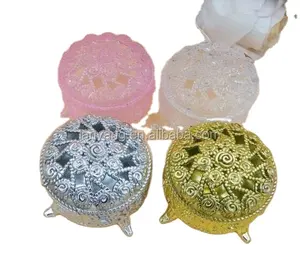Золотистая Серебристая круглая пластиковая коробка-безделушка Свадебные украшения для стола